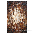 Brown Design echtes Kuhlatten -Patchwork Leder Teppichteppiche
